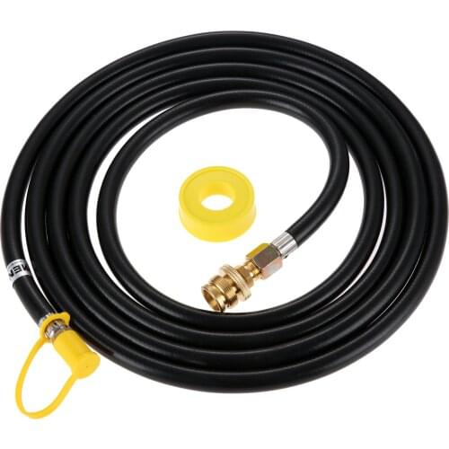 Camping BBQ Grill 1/4' Quick Connect Liquid Propane Hose With 1LB Brass Adapter+Gas Line Pipe Thread Tape +PVC Dust Cover