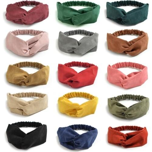 Fashion Headband Hair Accessories Cross Knot Elastic Hair Bands Vintage Suede Women Grils Soft Solid Printed Headband hair band