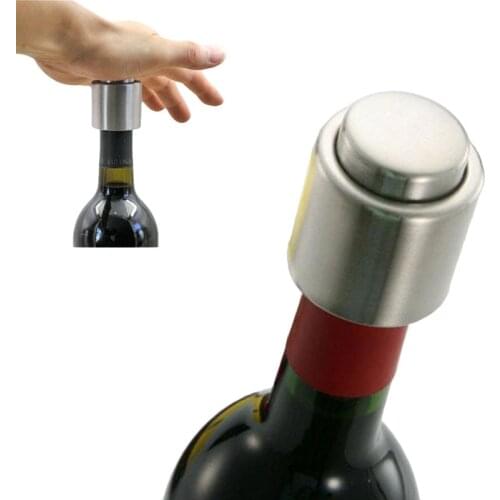 Stainless Steel Wine Bottle Stopper Plug Silver Elegant Vacuum Sealer Wine Stopper Saver Preserver Pump Sealed