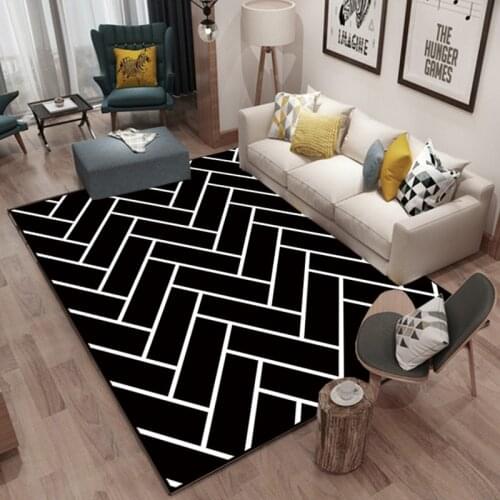 Nordic Style Simple Black White Carpet Living Room Bedroom Coffee Table Floor Mat Door Mat Bed Carpet Yoga Mat Tapis Rug Salon
