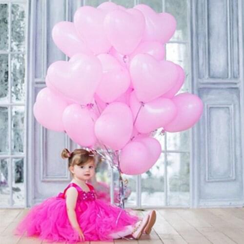 15Pc2.8g Pink Balloons 12Inch Love Heart Latex Balloons Wedding Helium Balloon Valentines Day Birthday Party Inflatable Balloons