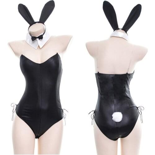 Cute Bunny Girl Anime Cosplay Costume Lingerie Set Women Sexy Halloween Customes Rabbit Roleplay Lingerie Bodysuit Uniform Suit