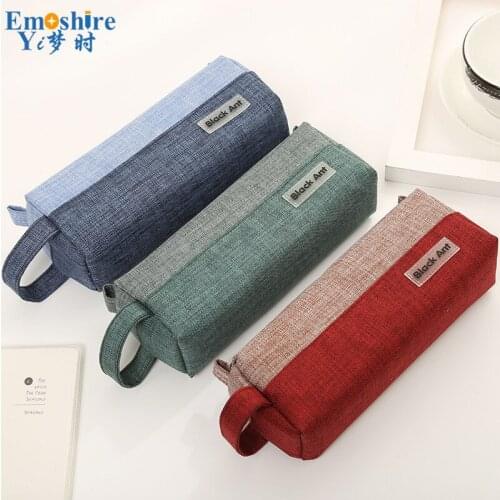 School Supplies New Korean Student Zipper Pen Bag Canvas Stationery Pencil Case Advertising Pen Bag Manufacturers Custom B334