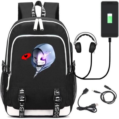 USB Schoolbag Undertale COOL SKELETON Sans Cosplay Backpack Travel Camping Computer Mountaineering Rucksack Halloween Cos