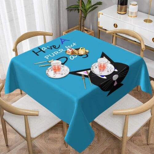 Black Cat Tablecloth Square Print Table Cover Dinner Wholesale Decoration Polyester Table Cloth