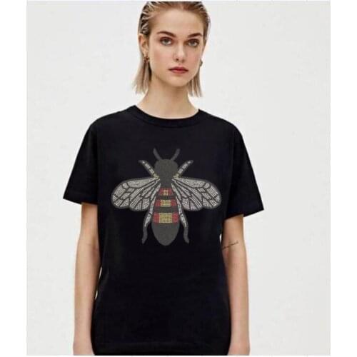 Rhinestones girls 's tShirt short Sleeve Casual tShirts Streetwear Social Party feMale Clothing tees