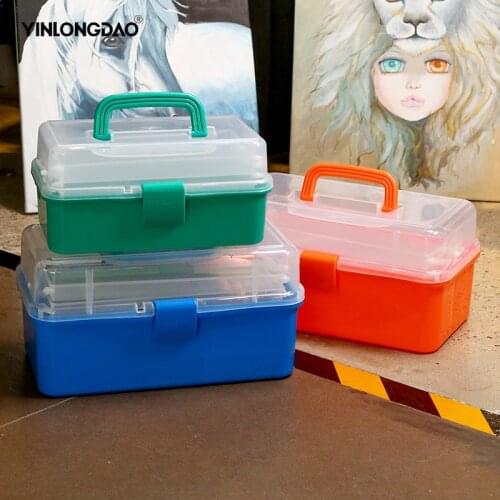 YINLONGDAO 3 Layers Plastic Storage Box Portable Foldable Tools Organizer Box Multipurpose Jewelry Beads Storage Box with Handle