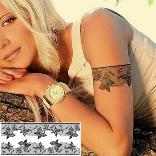 Waterproof Temporary Tattoo Sticker lace flower butterfly Fake Tatto Flash Tatoo Waist Arm Foot Tattoos for Girl Women Men