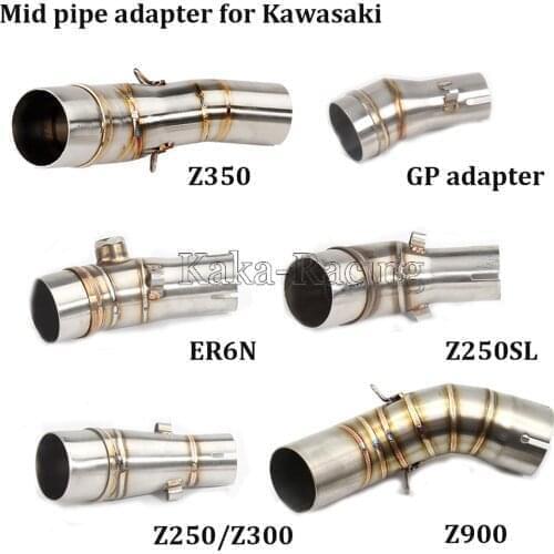 Motorcycle Exhaust middle Link Pipe Tube Motorbike Exhaust Muffler Mid Pipe Demper Connection Adapter slip on for Kawasaki moto