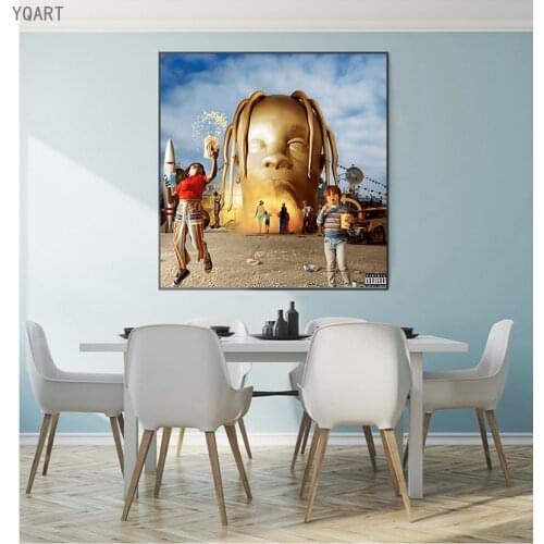 YQ ART Travis Scott Astroworld 2018 Rap Music Album Canvas Painting Cover Art Poster and Prints for Modern Home Wall Decoration