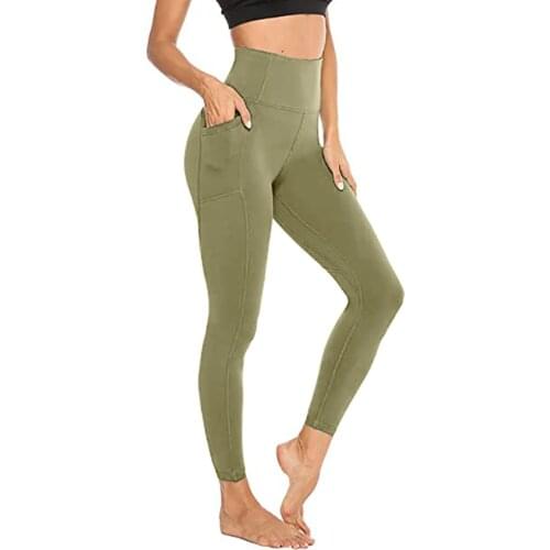 Womens leggings Quick Dry Solid Pocket Yoga Pants Leggings sport Fitness high waist Sports Running Elastic Sweatpants for women