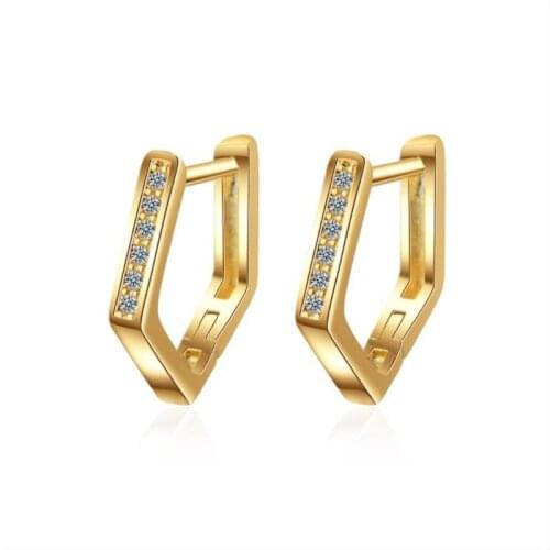 LUKENI Trendy Gold Geometric Hoop Earrings For Women Jewelry Top Quality 925 Sterling Silver Earrings Girl Zircon Accessories