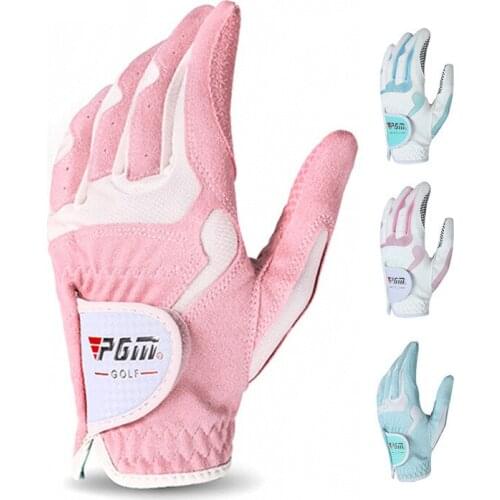 PGM Golf Gloves Womens Sport Gloves Left Hand Right Hand Microfiber Cloth Glove Ladies Breathable Palm Protection Mittens