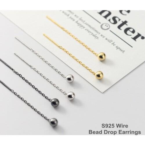 Lo Paulina 2021 New Korean S925 Wire Line Beads Drop Earrings For Students Teachers Gifts Minimalism Fine Jewelry