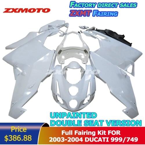ZXMOTO Unpainted White Bodywork Full Fairing Kit ABS Plastics Fender Panel Cover For 2003-2004 DUCATI 999 749 03 04 Parts