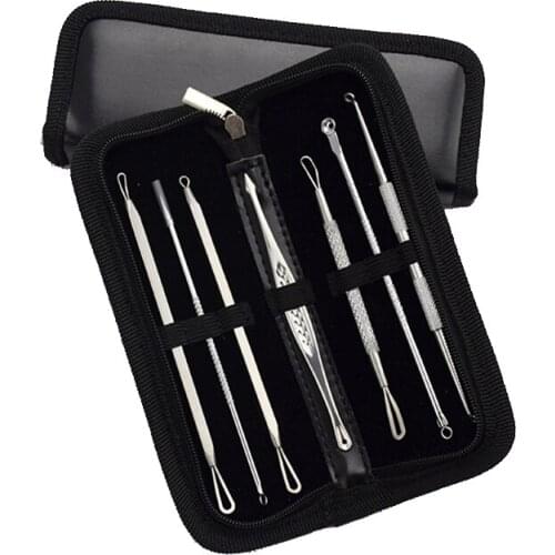 7pc Nose Blackhead Loop Acne Remover Pimple Cleaning Tool Whitehead Extractor Pore Tweezer Cleaner Blackheads Removal Needles