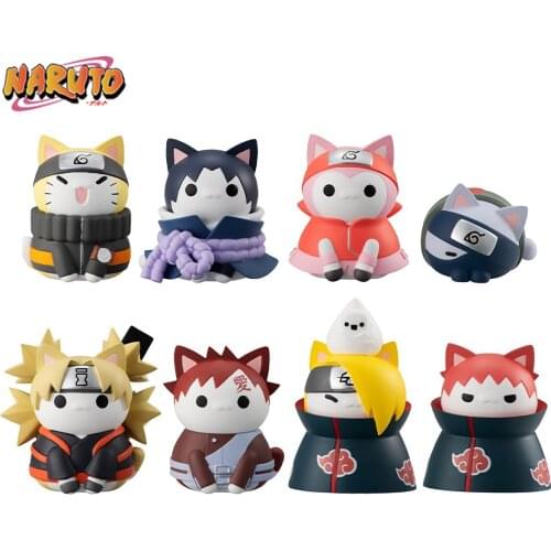 8PCS Anime Naruto Figures NARUTO Cat Mini Q Version Action Figure Model Decoration Cartoon Kawaii Boy Kids Toy Christmas Gift