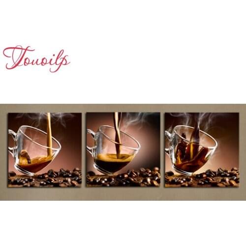 Diy 5d diamond painting Coffee square 3d diamond embroidery multigang figure New Year decoration diamond needlework triptych