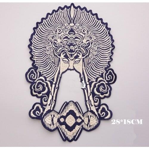 New high quality DIY 3D embroidery patch large Special China God of War applique for clothing