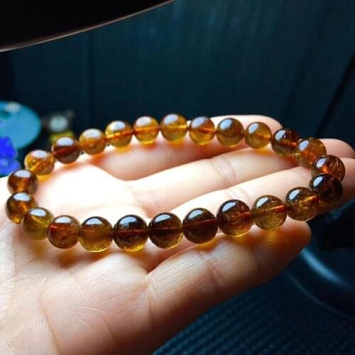 Genuine 8mm Natural Yellow Tourmaline Bracelets For Women Men Stretch clear Round Beads Crystal Bracelet Jewelry AAAAA