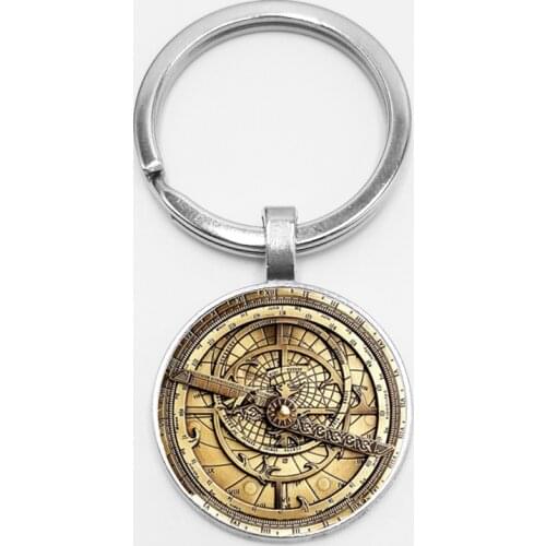 Steampunk Gravity Waterfall Mystery Bill CIPHER WHEEL Glass Key Ring Mens Star Disk Compass Female Best Friend Pendant Keychain