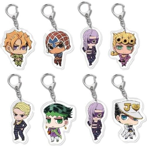 Jojos Bizarre Adventure Kujo Jotaro Kira Yoshikage Caesar Acrylic Figure keychain Keyring Collection Model Toy Gift Cosplay