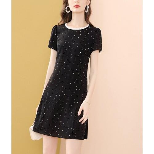 Only Plus Black Polka Dot Dress Straigth Casual Mini Dresses For Women 2021 O-Neck Summer Holiday Beach Vestidos