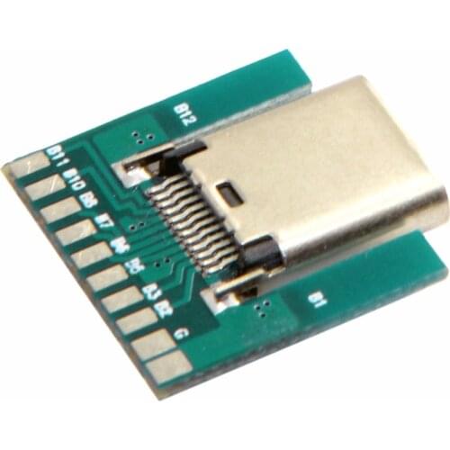 DIY 24pin USB-C USB 3.1 Type C Male & Female Plug & Socket Connector SMT type with PC Board 1 set