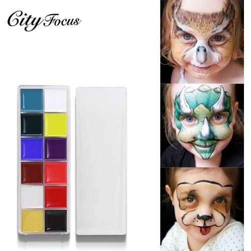 Flash Tattoo Face Body Paint Oil Painting Art Halloween Makeup schmink Palette Pigment Party Fancy Dress Devil Beauty 12 Colors