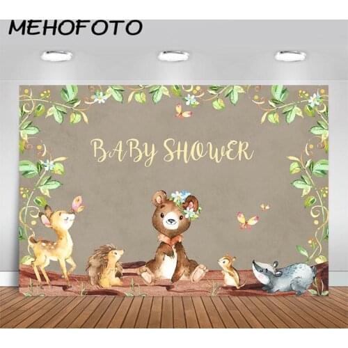 Woodland Backdrop for Photography Newborn Baby Shower Woodland Animal Party Decoration Banner Photo Background for Photobooth