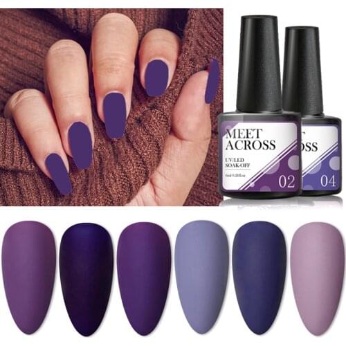 Autumn Winter Deep Purple Color Glitter Nail Gel Polish Varnishes Soak Off UV Nail Art /Matte Effect Top Coat Gel Nail Polish