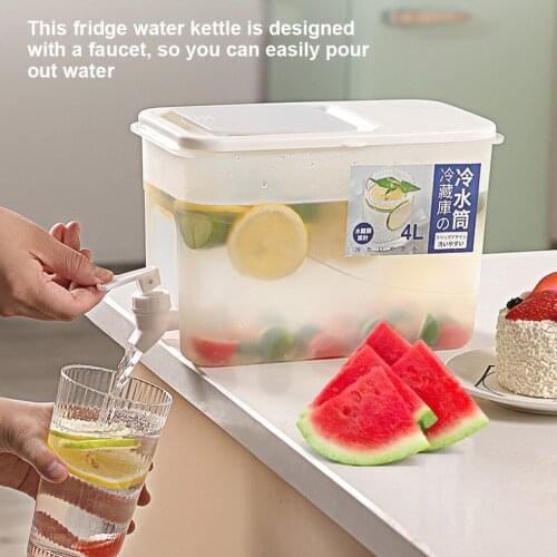 4L Cold Kettle with Faucet Large Capacity Cold Kettle Lemonade Bottle Refrigerator Cool Bucket Ice Kettle Water Juice Teapot