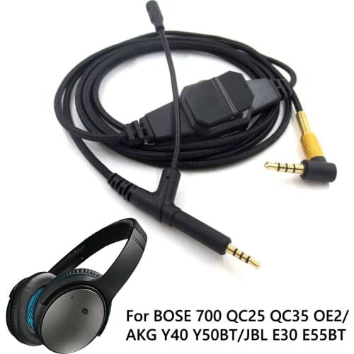 2m Aux Cable 3.5mm Male to 2.5mm Male Audio Headphone Cable Cord with Detachable Microphone Gaming Earphones for BOSE 700 QC25