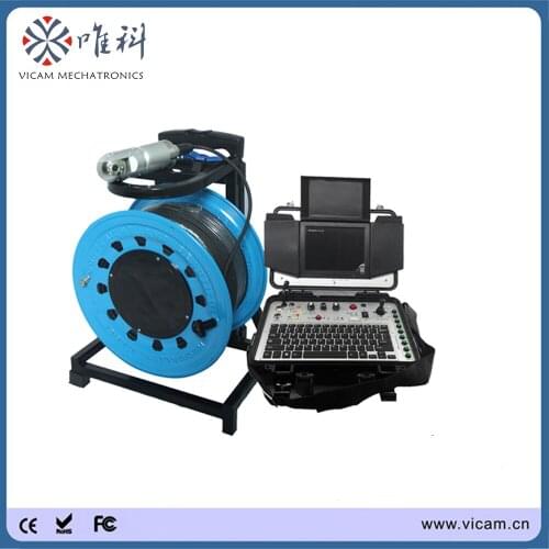 100m cable Waterproof Deep water well camera 360 degree turning Pan/tilt borehole CCTV video inspection camera with DVR box