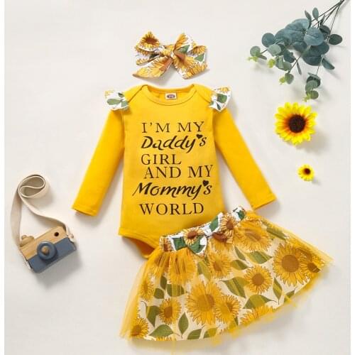 Baby Girls Three-piece Clothes Set, Long Sleeve Collar, Yarn Skirt and Bow Knot Headdress, Yellow/ Green/ Red/ White