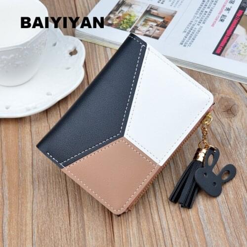 New Cute Patchwork PU Leather Mini Wallet Women Small Clutch Female Purse Coin Card Holder Small Bag