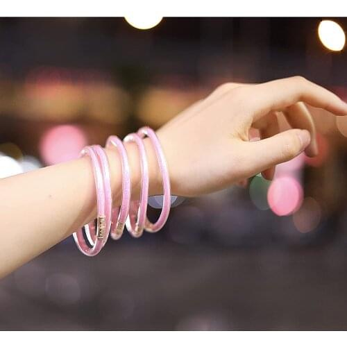 Multi-layer Silicone Plastic Shinning Pink Powder Glitter Jelly Bangle Bracelet Fashion Women Glitter Friendship Bracelets