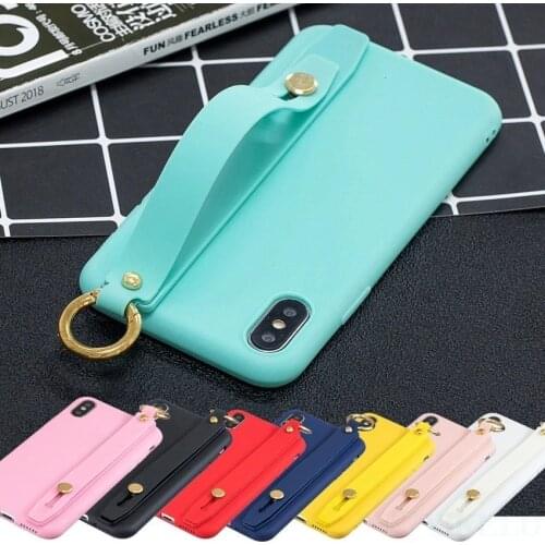 Candy Color Soft TPU Case For Huawei Y6 Y7 Y9 P Smart Z 2019 Plus Honor 7C 7A 8X 8C 10 lite Wrist Strap Holder Phone Back Cover
