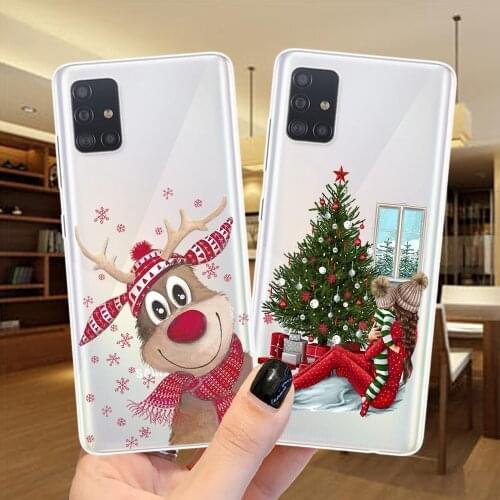 Cartoon Cute Elk Merry Christmas Soft Silicone Phone Case Cover For Samsung A51 A71 A21S A01 A11 A31 A41 A10 A20 A30 A40 A50 A70