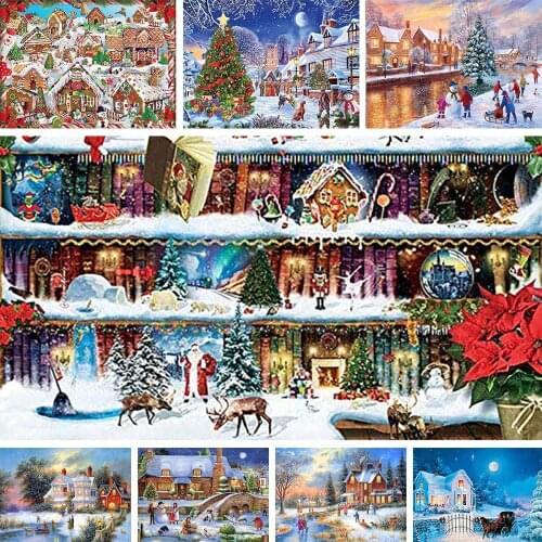 Christmas Snow Cross Stitch 11CT Kit Needlework Craft Set Canvas Printed Cotton Thread Christmas Gift Home Decor On Sale