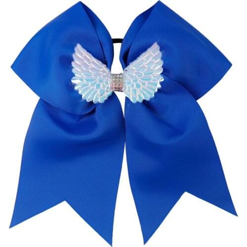 NEW 7inch angel wings Hair Bow Girls Solid Cheer Bow With Elastic Band Cheerleader Hair Bands For Kids Hair Accessories