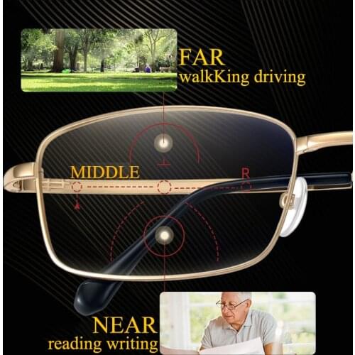 New Near-far dual-purpose Multi-focus Folding Reading Glasses Men Anti-Blue light Progressive Portable Computer Eyewear 1.0-3.5