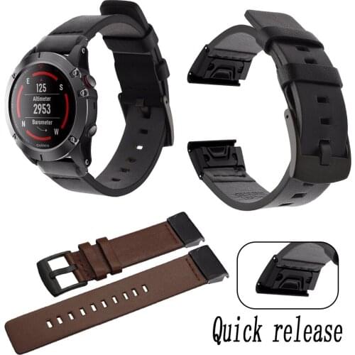 Leather Watchband Strap for Garmin Fenix 5X/5S plus/6/6X pro/3 HR Smart Watch Bracelet Wristband Quick Release Accessories