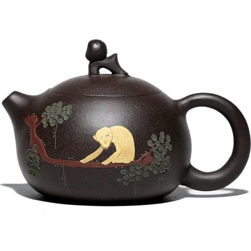 Ore handpainted Xishi teapot zisha kung fu kettle handmade purple clay pot