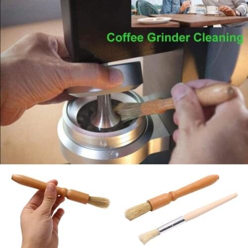 Coffee Grinder Cleaning Brush Wood Handle Natural Bristles Wood Dusting Home