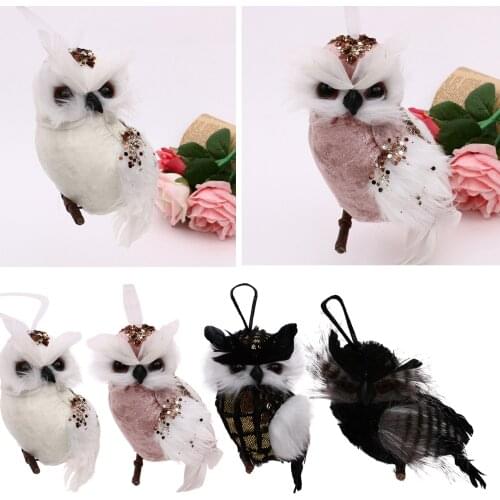 Feathered Owl Statue Fairy Garden Patio Yard Party Decor Ornaments Kids Gift