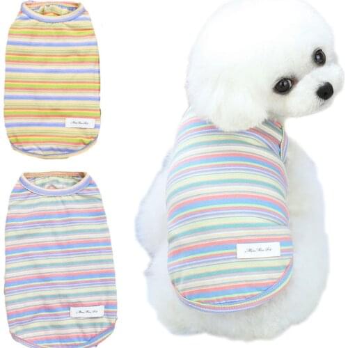 Colorful Strips Cat Dog Vest Hoodies Blue Yellow Puppy Cat Dog Clothes Sleeveless Tank Top Tshirt Summer Pet Sweatshirt Apparel