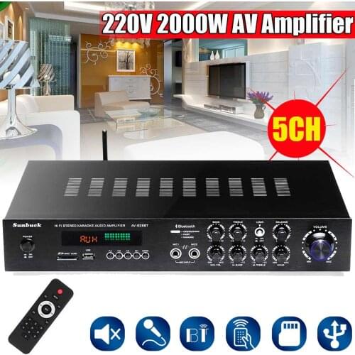 220V AV Power Amplifier Lossless Audio Subwoofers HiFi Stereo Bluetooth Surround Sound Digital Powerful Home Karaoke Cinema