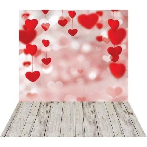 Bokeh Red Hearts Floor Vinyl Photographic Background For Wedding Party Baby Shower New Born Backdrops Photocall Shoot Booth