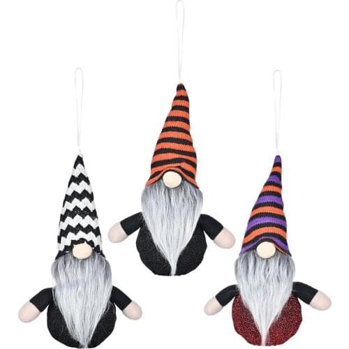 Halloween Gnome Wizard With Light Swedish Tomte Witch Cloak Hat Gnomes Christmas Pendant Plush Handmade Ornaments
